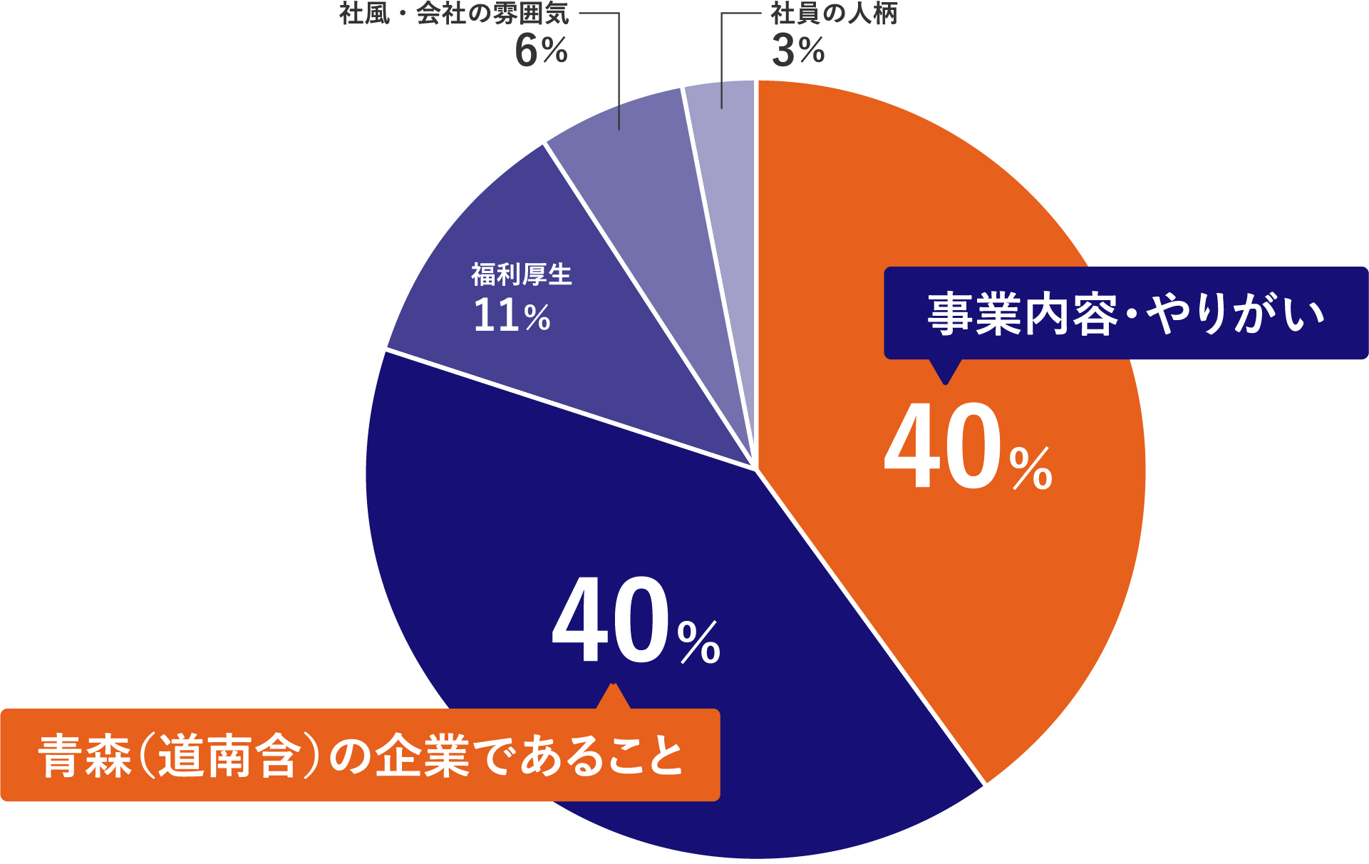 企業選びで最も重視したことグラフ